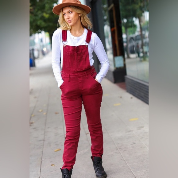 Feeling The Love Scarlet High Waist Denim Double Cuff Overalls - Picture 5 of 11